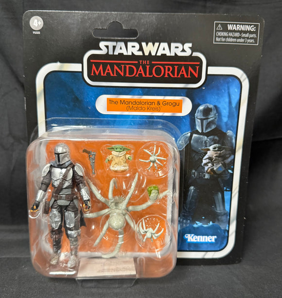 STAR WARS VINTAGE MANDALORIAN & GROGU (MALDO KRIES) 4IN AF