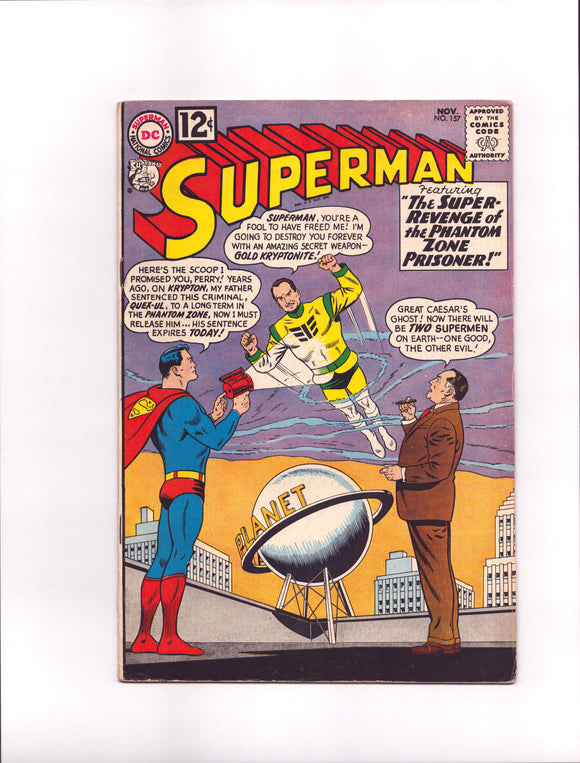 SUPERMAN #157 (1962) 1ST CANONICAL APPEARANCE OF GOLD KRYPTONITE FNVF/VF-