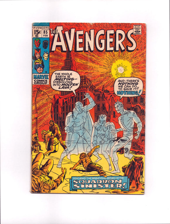 AVENGERS #85 (1971) 1ST APPEARANCE OF THE SQUADRON SUPREME (NIGHTHAWK, AMERICAN EAGLE, DOCTOR SPECTRUM, BLACK ARCHER, HYPERION, LADY LARK, TOM THUMB & WHIZZER) VG/VG+