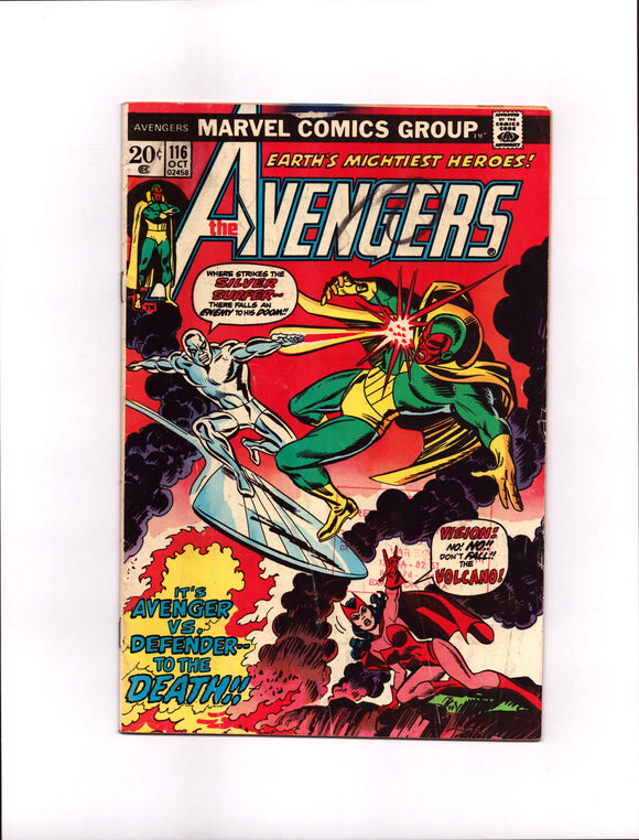 AVENGERS #116 (1973) AVENGERS/DEFENDERS WAR GVG/VG-