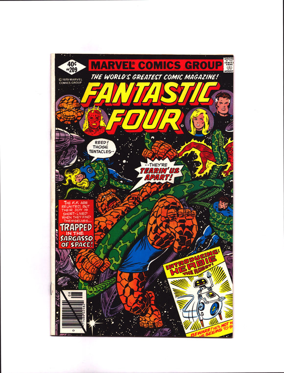 FANTASTIC FOUR #209 (1979) 1ST APPEARANCE OF H.E.R.B.I.E.; 1ST INTERIOR ARTWORK ON TITLE FROM JOHN BYRNE VF/VF+