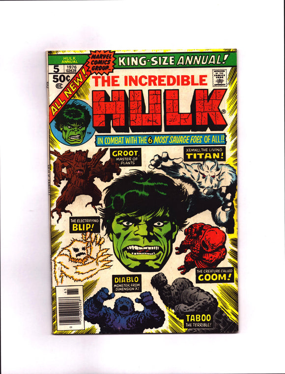 INCREDIBLE HULK ANNUAL #5 (1976) FNVF/VF-