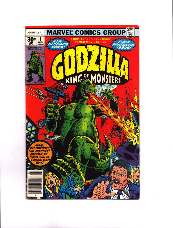 GODZILLA #1 (1977) 1ST APPEARANCE OF GODZILLA IN THE MARVEL UNIVERSE FN+/FNVF