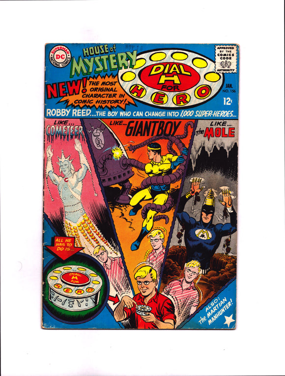 HOUSE OF MYSTERY #156 (1966) 1ST APPEARANCE OF ROBBY REED (DIAL H FOR HERO) VGFN/FN-
