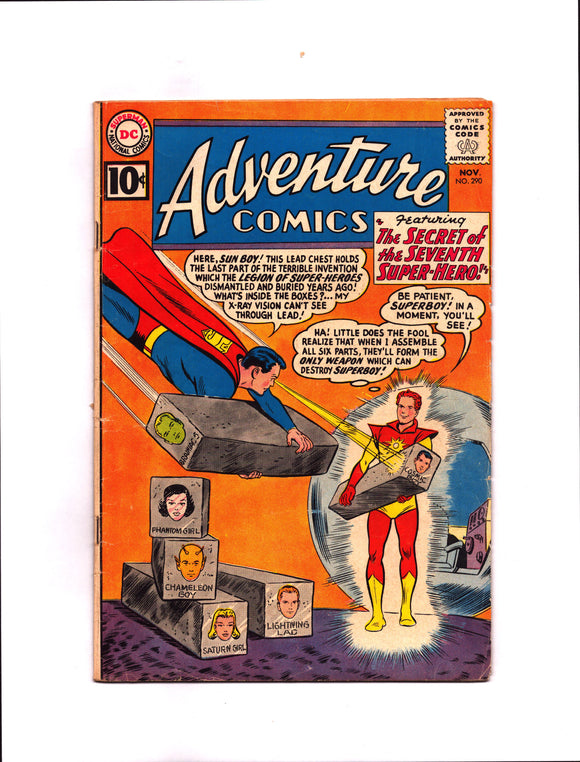 ADVENTURE COMICS #290 (1961) ORIGIN OF SUN BOY; LAST 10 CENT ISSUE VG+/VGFN