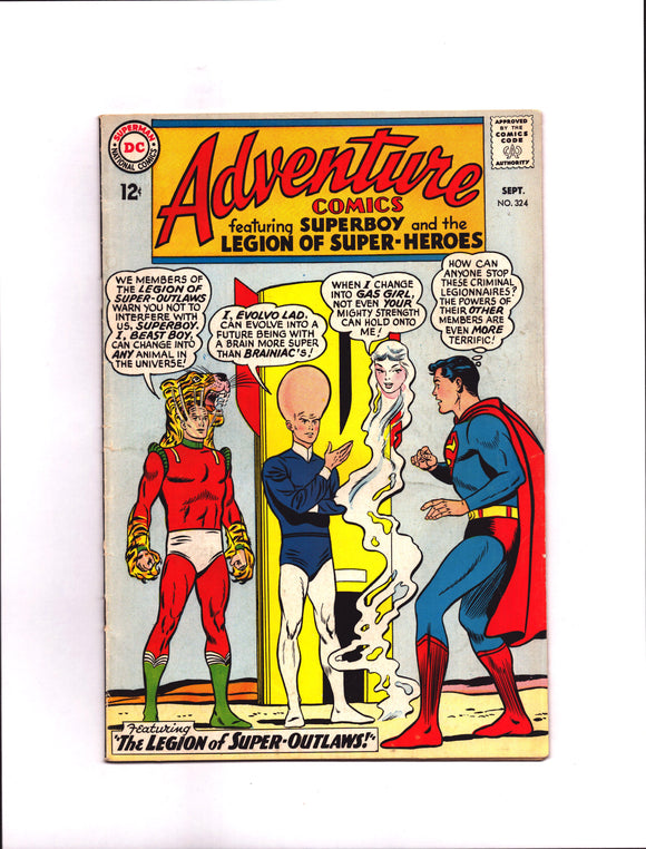 ADVENTURE COMICS #324 (1964) 1ST APPEARANCE OF DUPLICATE BOY; 1ST APPEARANCE OF HEROES OF LALLOR (GAS GIRL, EVOLVO LAD, LIFE LASS, BEAST BOY) VGFN/FN-