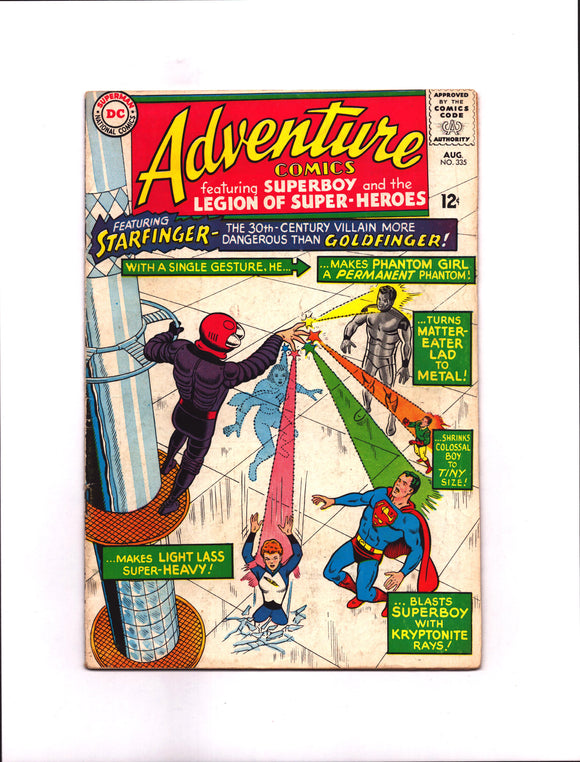 ADVENTURE COMICS #335 (1965) 1ST APPEARANCE OF MAGNETIC KID (UNNAMED); 1ST APPEARANCE OF STARFINGER VGFN/FN-