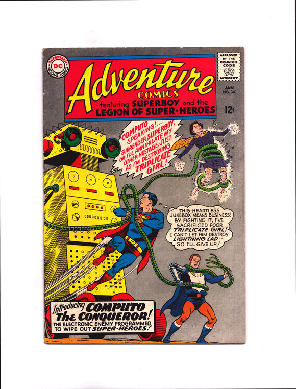 ADVENTURE COMICS #340 (1966) 1ST APPEARANCE OF COMPUTO FN/FN+