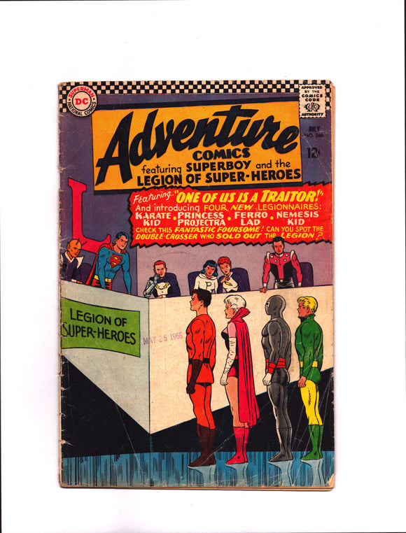 ADVENTURE COMICS #346 (1966) 1ST APPEARANCE OF KARATE KID; 1ST APPEARANCE OF PRINCESS PROJECTRA; 1ST APPEARANCE OF FERRO LAD; 1ST APPEARANCE OF NEMESIS KID G/GVG