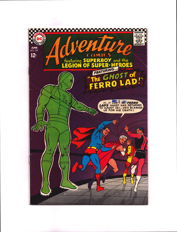 ADVENTURE COMICS #357 (1967) 1ST APPEARANCE OF THE CONTROLLERS VGFN/FN-