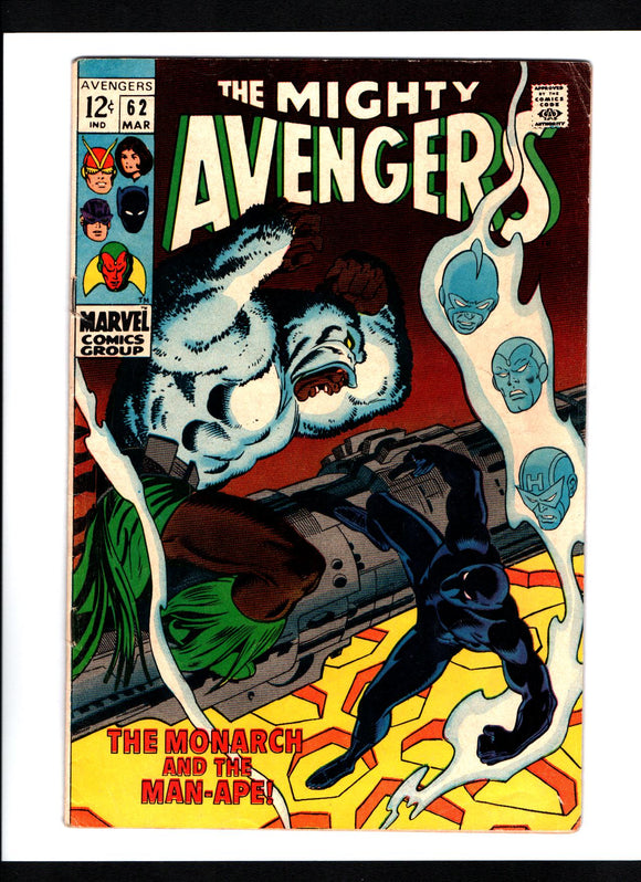 AVENGERS #62 (1969) 1ST APPEARANCE OF MAN-APE (M'BAKU) FN/FN+