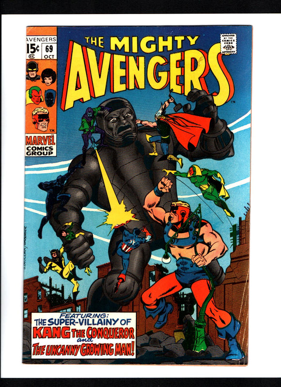 AVENGERS #69 (1969) 1ST APPEARANCE OF SQUADRON SINISTER (NIGHTHAWK, DR. SPECTRUM, HYPERION, WHIZZER); 1ST APPEARANCE OF THE GRANDMASTER VFNM