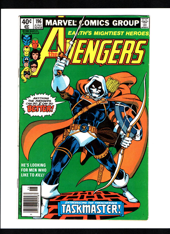 AVENGERS #196 (1980) 1ST FULL APPEARANCE OF TASKMASTER VF+/VFNM