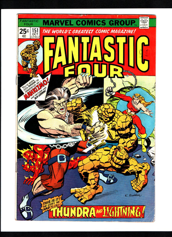 FANTASTIC FOUR #151 (1974) 1ST APPEARANCE OF MAHKIZMO; ORIGIN OF THUNDRA VG+/VGFN