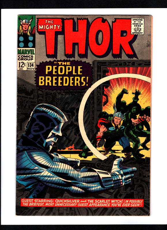 THOR #134 (1966) 1ST APPEARANCE OF HIGH EVOLUTIONARY; 1ST APPEARANCE OF FAFNIR; 1ST APPEARANCE OF MAN-BEAST; 1ST APPEARANCE OF KNIGHTS OF WUNDAGORE VF-/VF