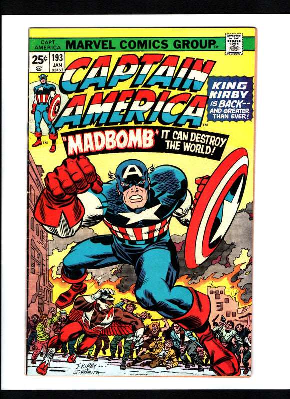 CAPTAIN AMERICA #193 (1976) VF-/VF 1ST ISSUE OF JACK KIRBY'S SECOND RUN ON THE TITLE