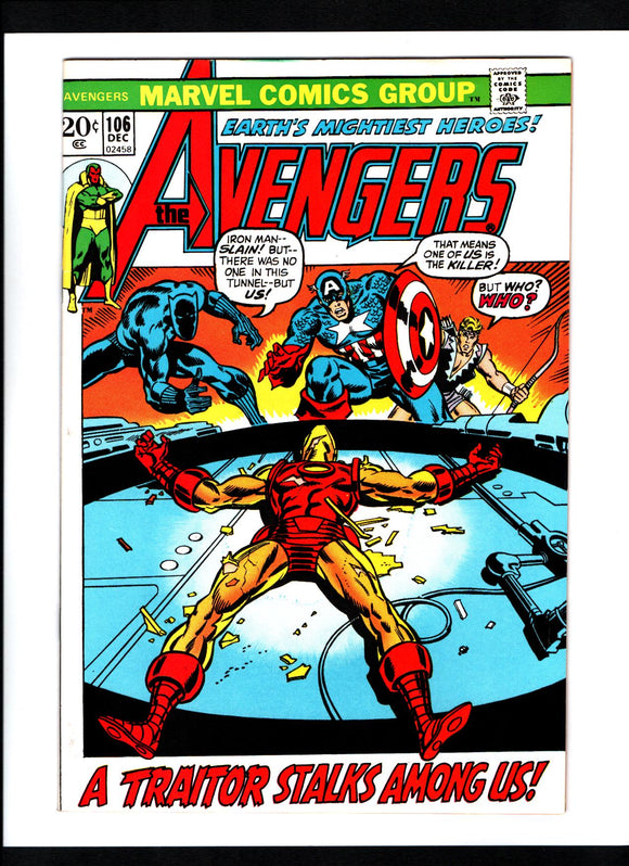 AVENGERS #106 (1972) VF+/VFNM