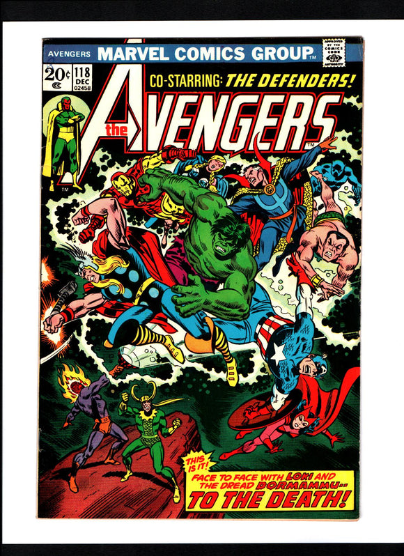 AVENGERS #118 (1973) AVENGERS/DEFENDERS WAR VF-/VF