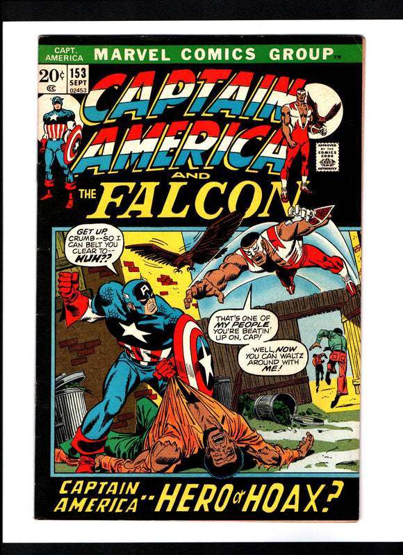 CAPTAIN AMERICA #153 (1972) VF/VF- 1ST APPEARANCE OF WILLIAM BURNSIDE AS CAPTAIN AMERICA IV