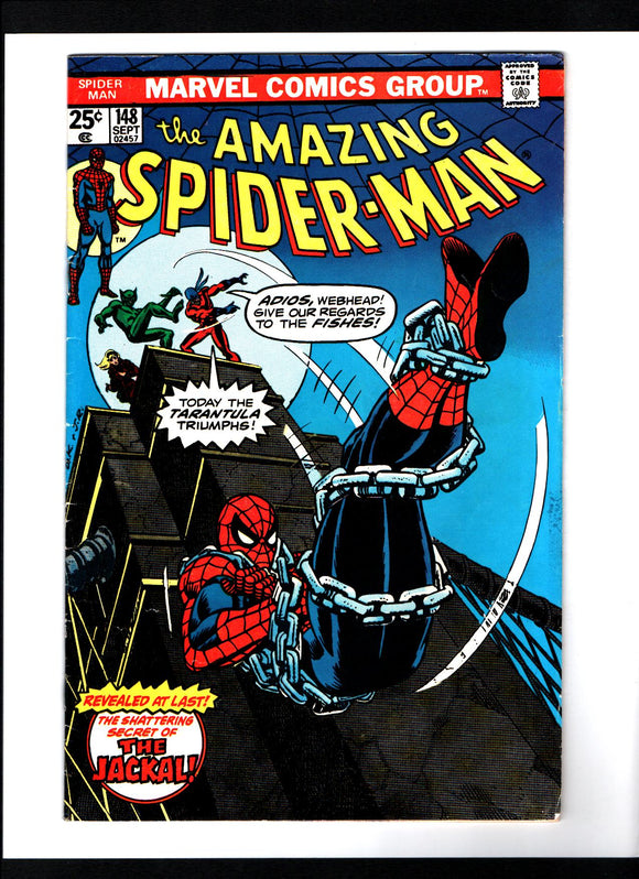 AMAZING SPIDER-MAN #148 (1975) IDENTITY OF THE JACKAL REVEALED TO BE MILES WARREN; GWEN STACY'S CLONE REVEALED TO BE A CLONE FN/FN+