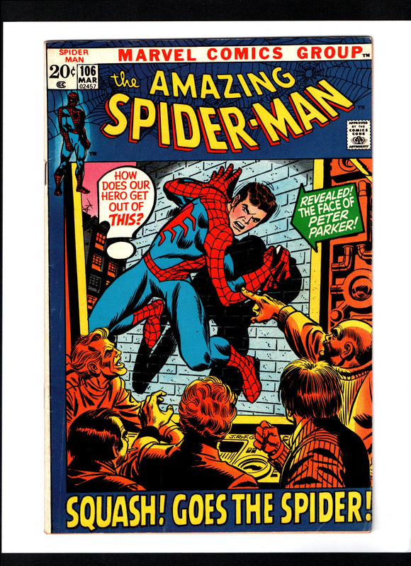 AMAZING SPIDER-MAN #106 (1972) 1ST APPEARANCE OF SPIDER-SLAYER MARK IV VF-/VF