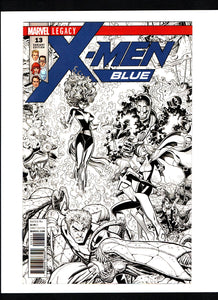 X-MEN BLUE #13 A ADAMS B&W CONNECTING VAR B LEG 1:50